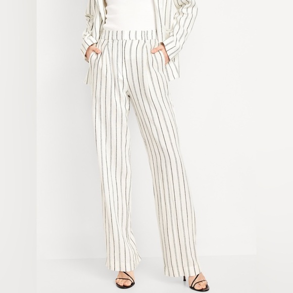 NWT Old Navy Extra High Waisted Linen Blend Taylor Wide-Leg Trouser Pants Size L - Picture 1 of 11